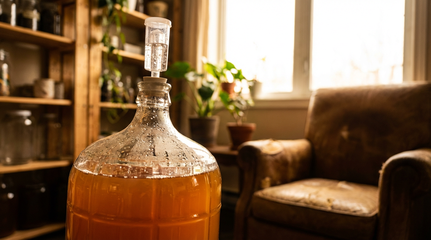 Beer fermenting in a glass carboy
